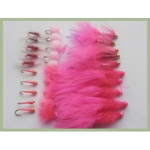 30 Mixed Pink Flies 