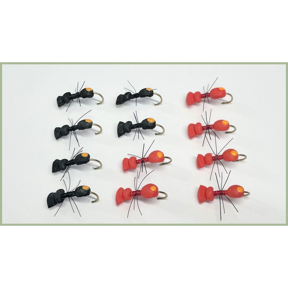 18 Mosche Secche Assortite Per Pesca A Mosca - Troutflies UK - Spinner Sherry, Rosse, Olive - Foto 3