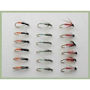 18 Wets Flies, Northern Countries Spiders - Orange tag, Wire & woodcock, Pearly Butt