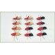 12 Dry Flies - Hi Viz Beetles - Black and Tan 