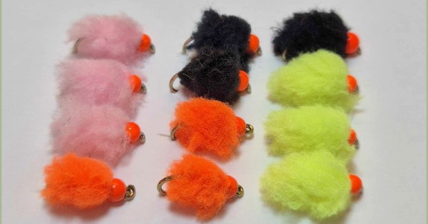 6 Eggstacy Mini Hothead Blobs Size 10 - Mosche Per Trota, Colore Nero