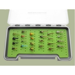 32 Nymph in a Troutflies Silicone green MEDIUM Box - Named flies