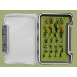 32 Wet, Emerger and Hothead Flies in a Troutflies MEDIUM Silicone Insert Box - Named flies