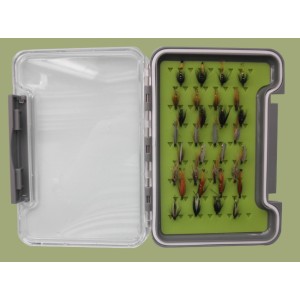 32 Traditional Wet Flies in a Troutflies MEDIUM Silicone Insert Box - Named flies