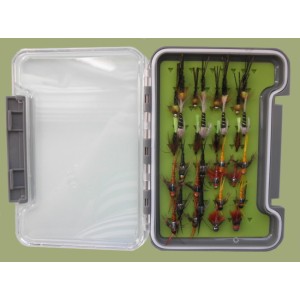 32 Stone Flies in a Troutflies MEDIUM Silicone Insert Box - Named flies
