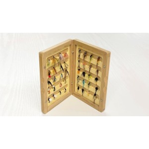 40 Flies in a Classic Bamboo Fly Box 