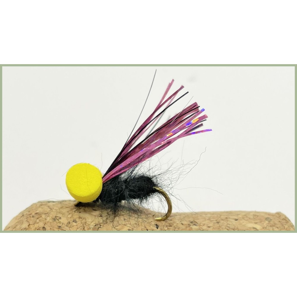 Lot De 3 Mouches De Pêche "Boobie Fly" Jaune Danseur - Taille 10 Sans Ardillon - Pour Truite Et Eau Douce