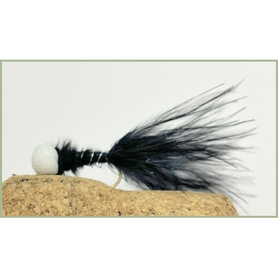 12 Booby Trout Flies - Black, White, Coral