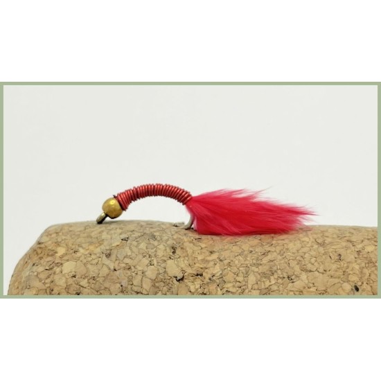 Goldhead Copper Wire buzzer - Red Marabou