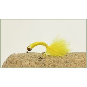12 Goldhead Copper Wire Marabou - Olive and Yellow