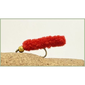 Barbless Mop Fly - Red, Goldhead 