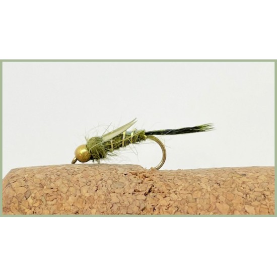 12 Barbless  Goldhead Nymph, Evil Weevil - Natural,Olive,Black