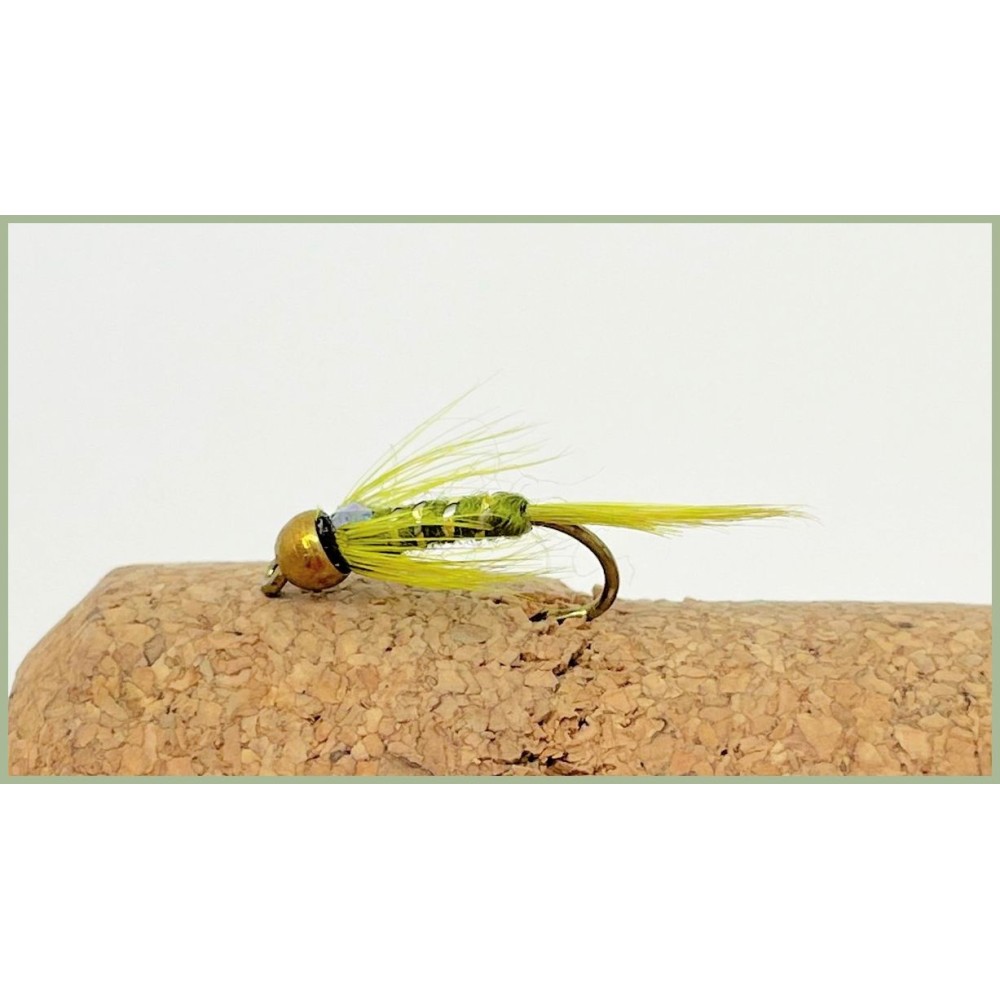 Goldhead Olive Damsel Nymph Trout Flies – 12-Pack (Mixed Sizes 10, 12, 14)
