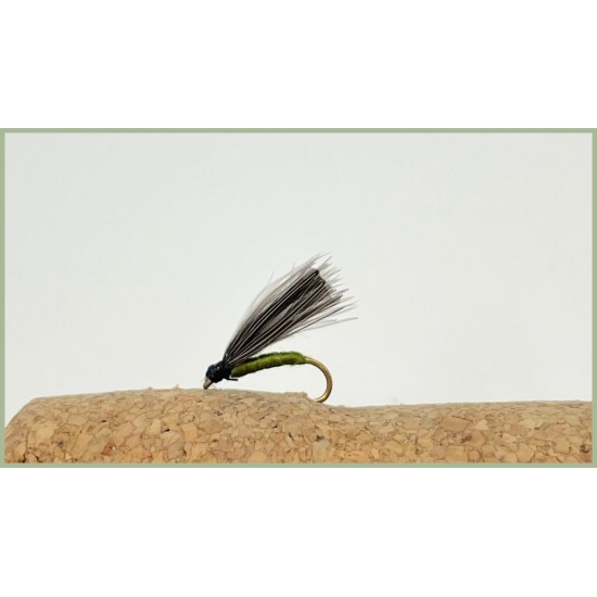 12 Mixed CDC F  Flies - olive, black and hares ear