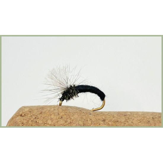 12 Barbless klinkhammer Dry Flies - Black,Red and White