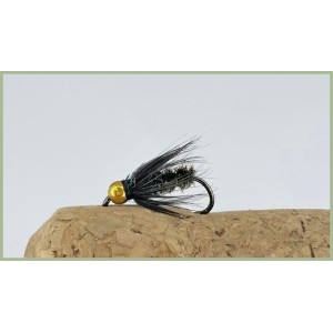 Barbless Goldhead Black and Peacock
