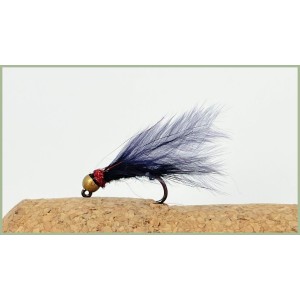 Barbless Black Red Holo Jig