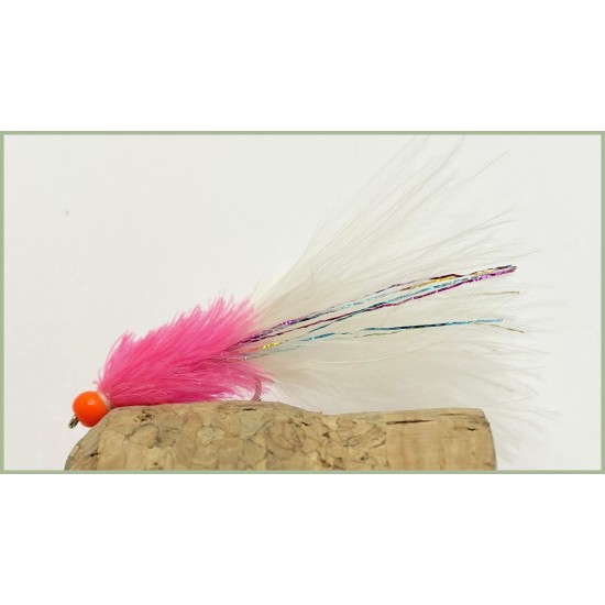 12 Barbless Rainbow Hotheads  - Pink, Orange, Chartreuse 
