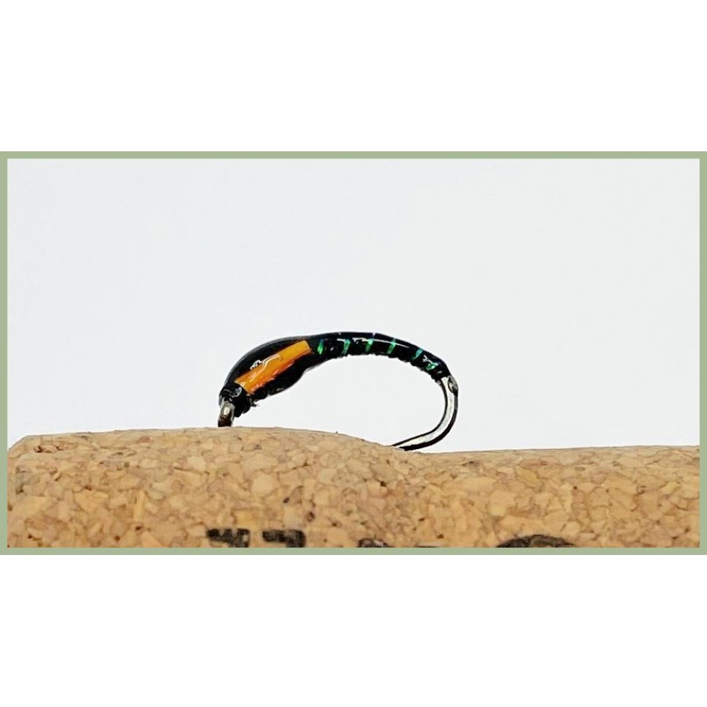 Goldhead Buzzers – 12 Mosche Affondate Olive & Black, Vetro UV, Misure Miste