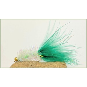 Barbless Goldhead White Green Tail Fritz