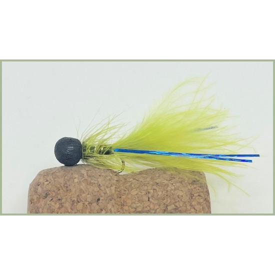 thumbnail image 2 of Trout Fishing Flies – 6 Pack Chain Eye Cats Whisker (Yellow Body, White Wing) 2 of 6