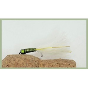 Barbless Lead Stalking Bug - White/Chartreuse Marabou