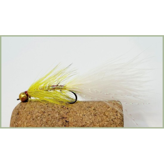 Barbless Gold head yellow dancer fishing fly cold weather fly