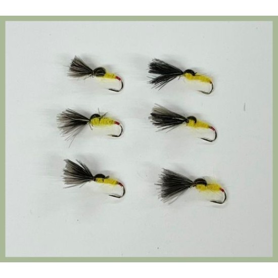 6 pack of Yellow Shuttlecock size 14 still water fishing flies