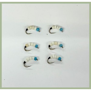 6 Beaded Buzzer - White and Blue PACK L - CLEARANCE 
