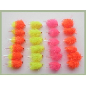 24 UV Tailed Blobs - Chartreuse, Orange, Pink, Orange/Yellow 