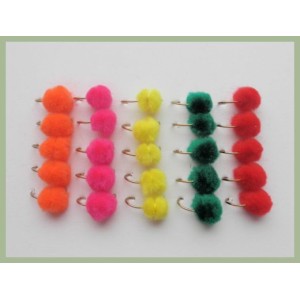 25 Egg Flies - Orange, Pink, Yellow, Green, Red
