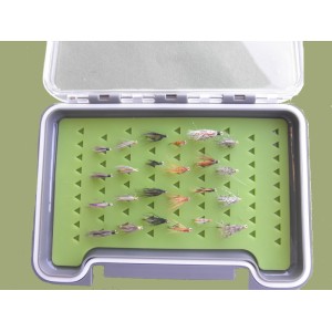 24 Wet North Country Spiders - MEDIUM Green Silicone Boxed Set