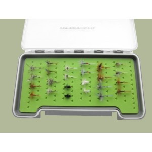 24 Dry Flies in a LARGE Troutflies Silicone Insert Box