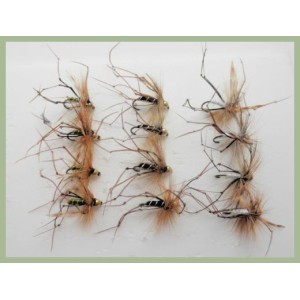 12 BARBLESS Goldhead Daddys - white, black & olive