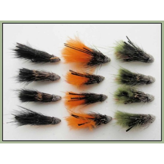 12 Marabou Muddler - Black,Olive & Orange