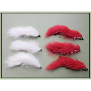 6 Barbless Snake Zonkers - Red & White