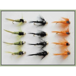12 Goldhead Nymph - Silver Ribbed, Three Colours