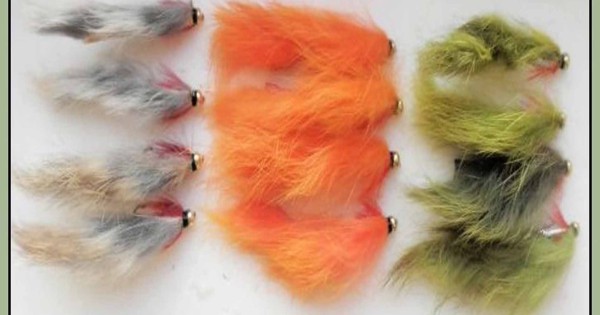 Set 12 Mini Zonkers Per Trota – Nero, Bianco E Arancione – Taglia 12 – Streamer Per Pesca A Mosca