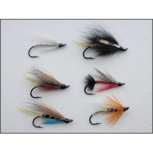 6 Salmon Singles (Hairy Mary, Executioner, Scarlet Diver, Polar White, Potato, Fly Anne Greenway)
