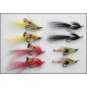 8 Salmon Doubles - Black and Silver, Red Allys Shrimp, Yellow Allys Shrimp and Green Highlander