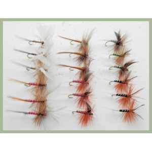 18  Dry Flies - Lunns Particular, Houghton Ruby, Spinners