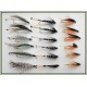 18 Wet Flies - Sea Trout Large Hook - Teal Blue, Dunkeld, Pennell