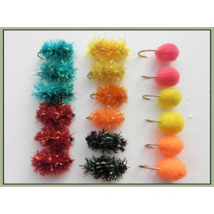18 Egg Flies, Great colour range - unweighted