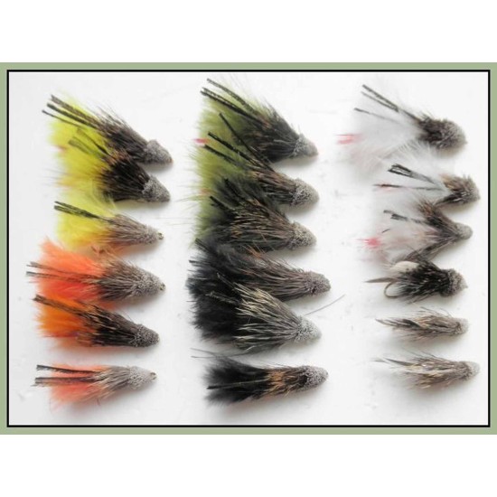 18 Coloured Marabou Muddler Trout Flies