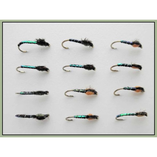 Buzzer Button 12er Pack Forellenfliegen Gold Head Summer - Gemischte Größen Für Erfolgreiches Fliegenfischen Zander Wobbler Zeck