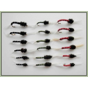18 Standard Thorax Buzzers Black, Olive and Red