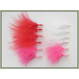12 Beaded Marabou Nymph - Red,Pink & White