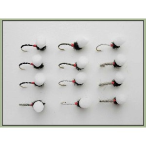 12 Barbless Suspender Buzzer - Black, Olive, White and Hares Ear