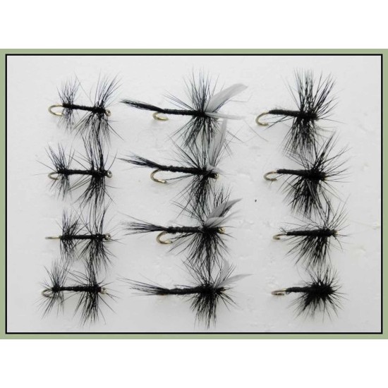 12 Barbless Dry Flies - Spider,Gnat & Knotted Midge