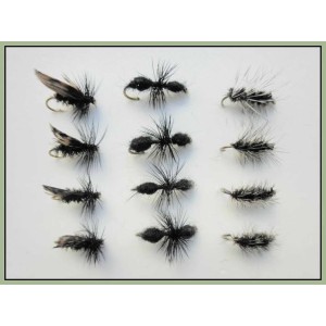 12 Barbless Dry Flies - Griffiths Gnat, Alder & Traditional Ant